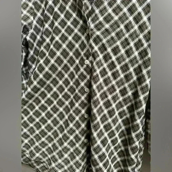 Chico’s Puckered Plaid Satin Blouse with Billow Sleeves Women’s 00 (Fits 0/2) - Picture 5 of 8